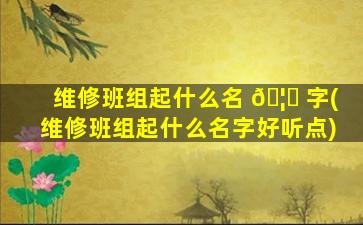 维修班组起什么名 🦄 字(维修班组起什么名字好听点)